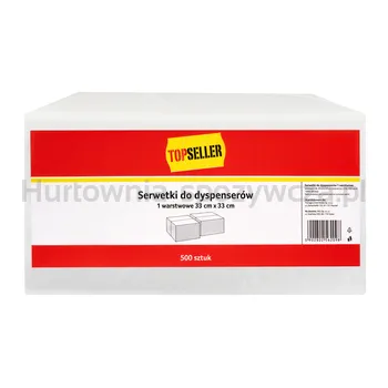 Topseller Serwetki Do Dyspenserów 1 Warstwowe Składane 1/8 33 Cm X 33 Cm 500 Szt.