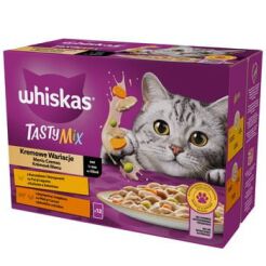 Whiskas Tasty Mix Kremowe Wariacje Sos Z Kurczakiem I Warzywami I Z Jagnięciną I Indykiem 1,02 Kg (12X85 G)