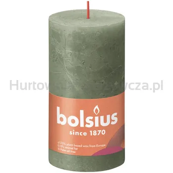 Bolsius Świeca Pieńkowa Rustic 130/68 Shine Zielona Oliwka