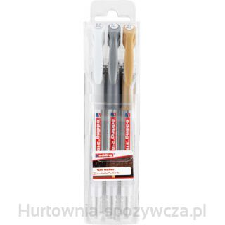 Długopis Żelowy E-2185/3 S Edding, 0,7Mm, 3 Szt, Zawieszka, Mix Kolorów