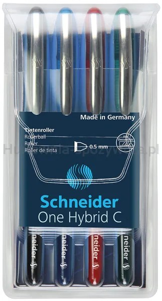 Pióro kulkowe Schneider ONE Hybrid C 0,5 mm, 4 szt., pudełko z zawieszką, mix kolorów
