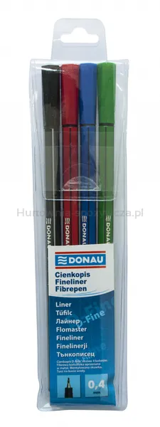 Donau Cienkopis D-Fine, 0,4 Mm, 4 Szt., Mix Kolorów