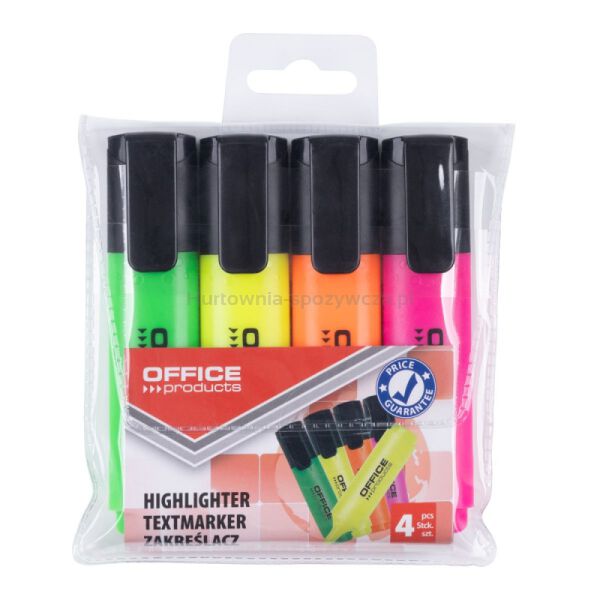 Office Products Zakreślacz fluorescencyjny, 2-5mm (linia), 4szt., mix kolorów  - 2
