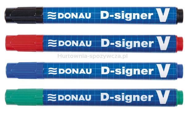 Donau Marker permanentny D-Signer V, ścięty, 1-4mm (linia), czarny  - 3