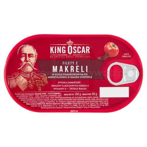 King Oscar Filety Z Makreli W Sosie Pomidorowym Po Meksykańsku O Smaku Chipotle 160G