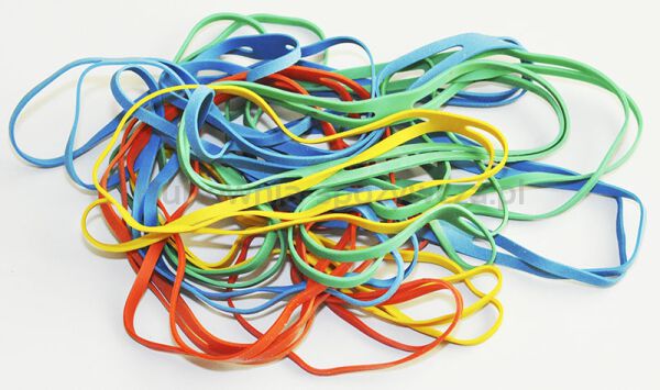 Q-Connect Gumki krzyżowe 0,1kg, średnica 100mm, mix kolorów  - 2