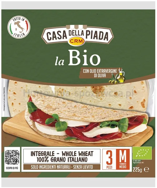 Piadina pszenna pełnoziarnista BIO 225 g (3 szt)