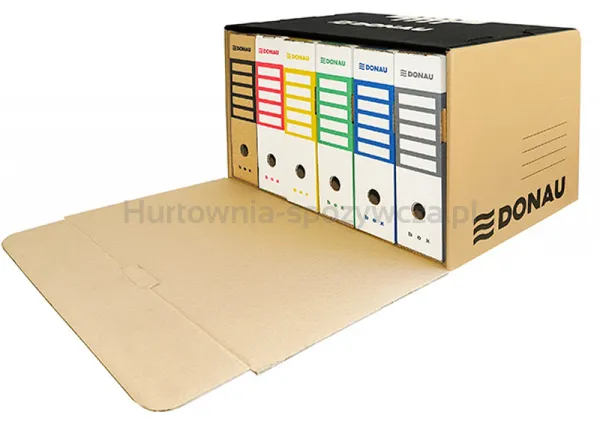 Pudło archiwizacyjne wzmocnione DONAU, karton, zbiorcze, przednie, brązowe