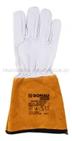 Rękawice spawalnicze DONAU SAFETY DS-KEV WELTIG, kevlar, skóra kozia, rozm. 9/L, biało-złote - 2