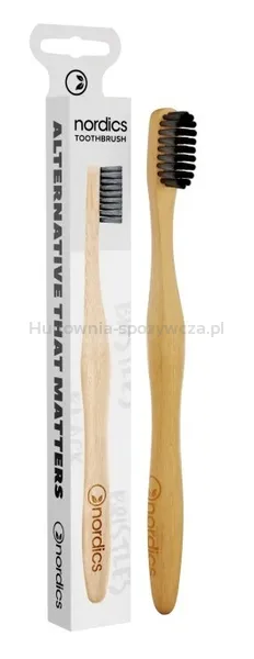 Nordics Oral Care Szczoteczka do zębów bambusowa, średnia, Czarna 18.8cm