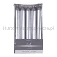 Świeca stołowa prosta DONAU HOME, lakierowana, 20x170 mm, 10 szt., srebrna - 2