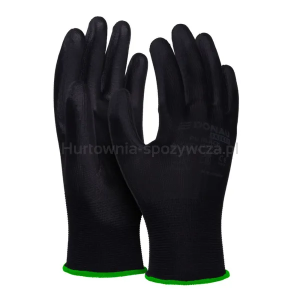 Rękawice Donau Safety Pu Black, Kat. Ii, Rozm. 11, Czarne