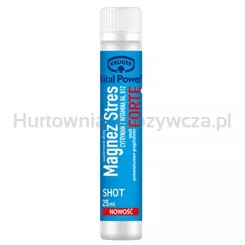 Krüger Vital Power® Shot Magnez Stres Forte cytrynian z witaminą B6, B12, płyn w ampułkach, 25 ml