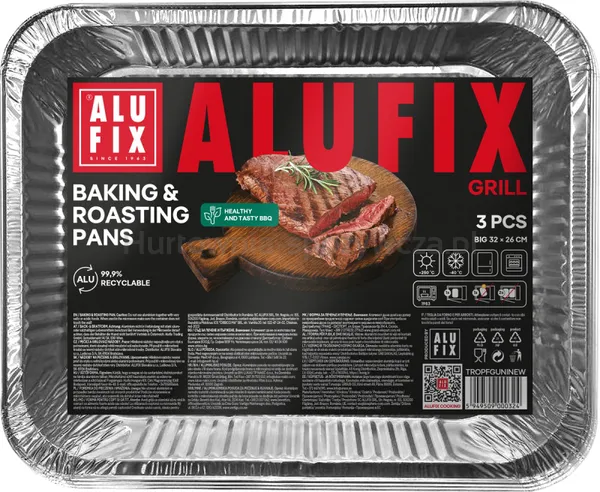 Formy do pieczenia i smażenia ALUFIX Fix-Grill, aluminiowe, duże, 3 szt.
