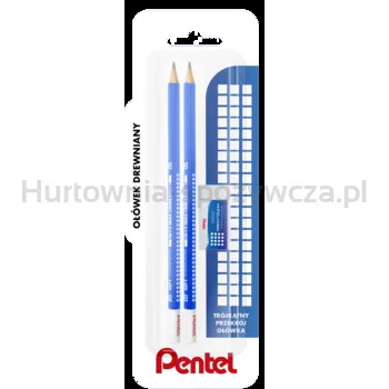 Pentel Ołówek Drewniany, Hb X 2 + Gumka