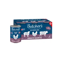 Butcher's Original Megapack Jelly, Karma dla psa, mix smaków z wątróbką lub nerkami, Kawałki w galaretce, 6x400 g