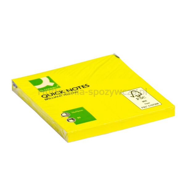 Q-Connect Bloczek samoprzylepny Brilliant, 76x76mm, 1x80 kart., żółty  - 2