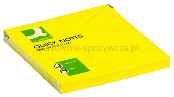 Q-Connect Bloczek samoprzylepny Brilliant, 76x76mm, 1x80 kart., żółty 