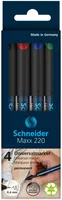 Zestaw foliopisów permanentnych SCHNEIDER Maxx 220, S, 0,4 mm, 4 szt., pudełko z zawieszką, mix kolorów - 8