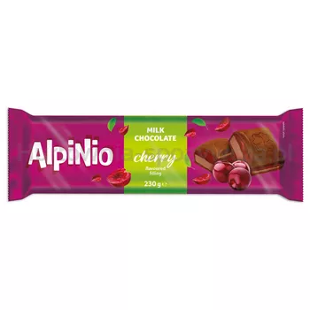 Alpinio.Czekolada mleczna z nadzieniami o smaku wiśniowym 230g