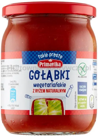 Gołąbki wegetariańskie z ryżem naturalnym BEZGL 480 g