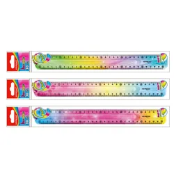 Linijka KEYROAD, 30 cm, elastyczna, tęczowa, zawieszka, mix kolorów