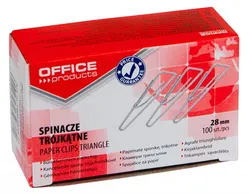Office Products Spinacze trójkątne 28mm, 100szt., srebrne 