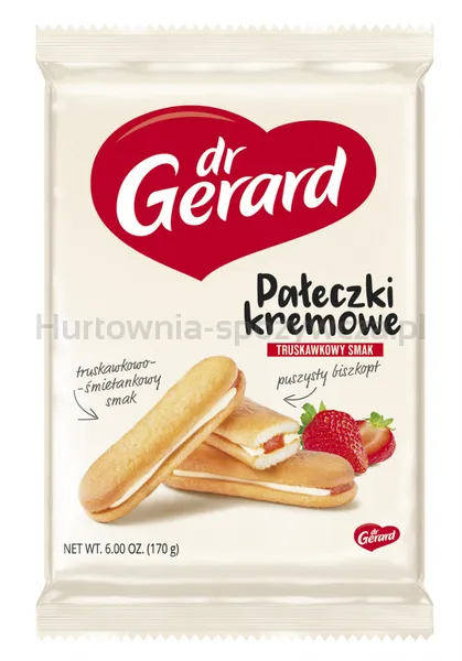 Dr Gerard Biszkopty Pałeczki Kremowe, truskawkowo-śmietankowe, 170g x 12 sztuk