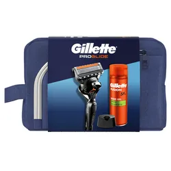 Gillette Zestaw Podarunkowy: Maszynka Do Golenia Proglide + Żel Do Golenia Fusion Ultra Sensitive 200 Ml + Stojak Na Maszynkę Do Golenia