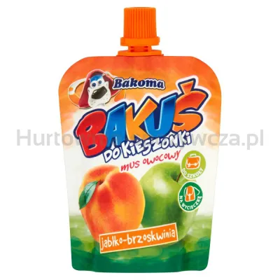 Bakoma Bakuś Do Kieszonki Mus Owocowy Jabłko-Brzoskwinia 90G