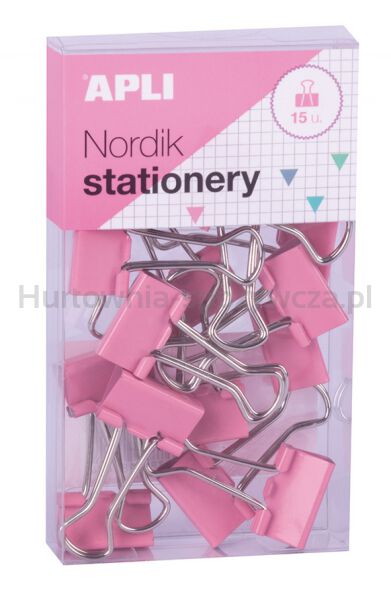 Klipy do dokuMentów Apli Nordik, 19 mm, 15 szt., pudełko z zawieszką, mix kolorów pastel  - 2