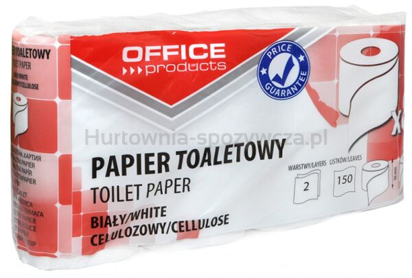 Papier toaletowy celulozowy OFFICE PRODUCTS, 2-warstwowy, 150 listków, 15m, 8szt., biały - 2