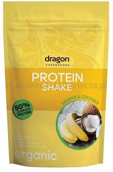 Shake proteinowy banan i kokos, 50% białka z amino kwasami, z erytrytolem, bezglutenowy BIO 450 g