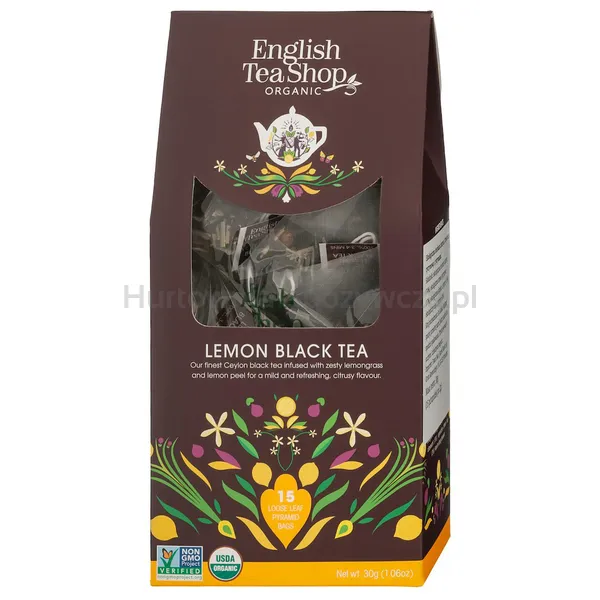 Herbata czarna z trawą cytrynową i cytrynami 15 piramidek 30 g BIO