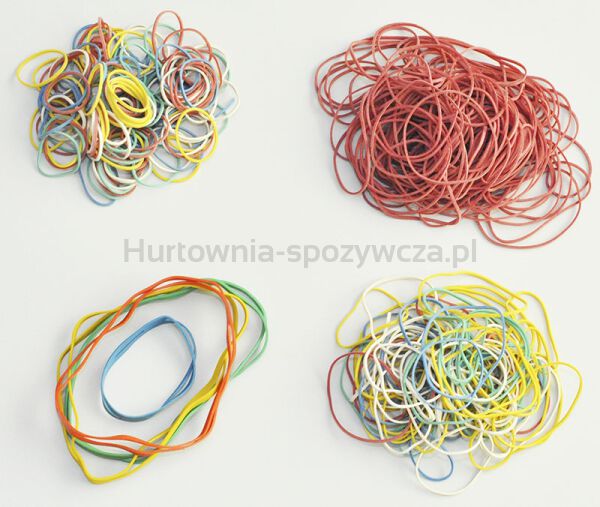 Q-Connect Gumki krzyżowe  0,1kg, średnica 50mm, mix kolorów  - 3