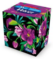 Chusteczki kosmetyczne celulozowe VELVET Cube Style, 3-warstwowe, 56 listków, biały - 2