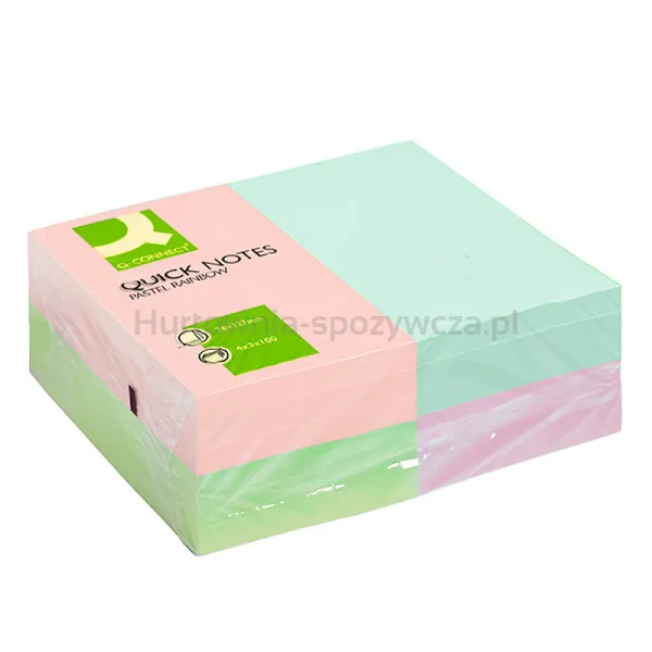 Q-Connect Bloczek samoprzylepny Rainbow, 127x76mm, 4x3x100k, pastel, mix kolorów 