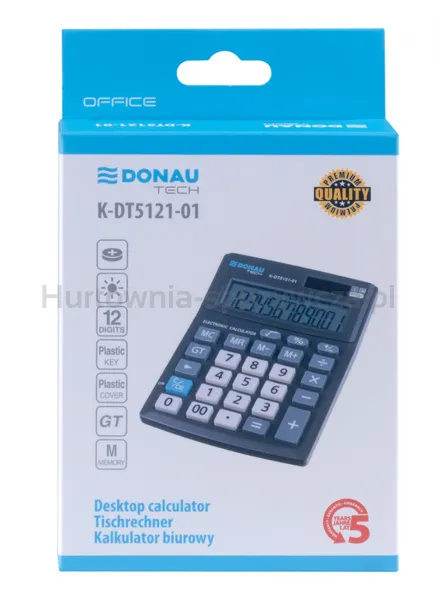 Donau Kalkulator Biurowy Tech Office, 12-Cyfr. Wyświetlacz, Wym. 137X101X30Mm, Czarny 