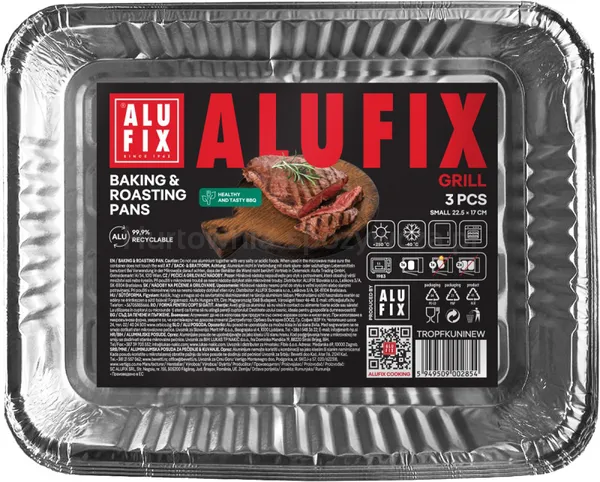 Formy do pieczenia i smażenia ALUFIX Fix-Grill, aluminiowe, małe, 3 szt.