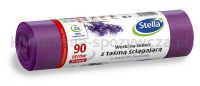 Worki na śmieci STELLA, z taśmą ściągającą, zapach lawendy, 90 l, 10 szt., lawendowy