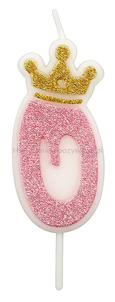 Świeczka PARTY GO, cyfra 0, 6,8cm, różowa