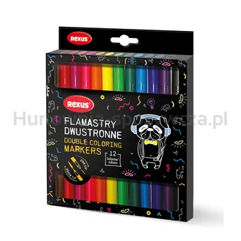 Dwustronne Mazaki Z Końcówką Flamastrową I Pędzelkową 12 Kolorów Rexus Teens