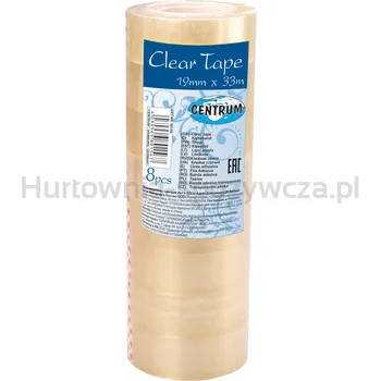 Taśma Biurowa Przezroczysta 19 Mm X 33M X 8 Sztuk