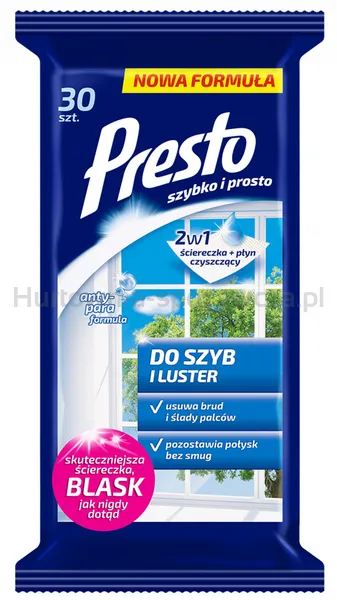 Presto Ściereczki gospodarcze  do szyb i luster, 30szt., białe
