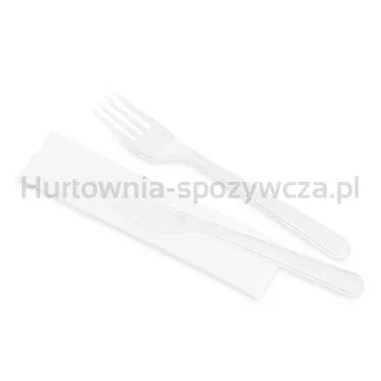 Guillin Zestaw Transparentnych Sztućców: Widelec, Nóż, Serwetka 50 Szt