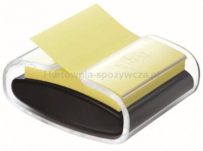 Post-It Podajnik do karteczek samoprzylepnych Pro (PRO-B-1SSCY-R330), czarny, w zestawie 1 bloczek Super Sticky Z-Notes