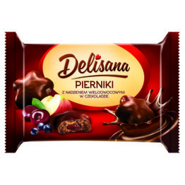 Delisana Pierniki w czekoladzie z nadzieniem wieloowocowym 200g