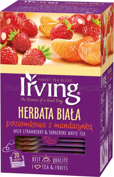 Herbata IRVING, biała, poziomkowa z mandarynką, 20 kopert