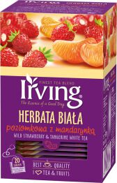 Herbata IRVING, biała, poziomkowa z mandarynką, 20 kopert