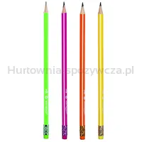 Ołówek Drewniany Z Gumką Keyroad, Hb, Trójkątny, Neonowy, 12 Szt., Plastikowe Pudełko - 2